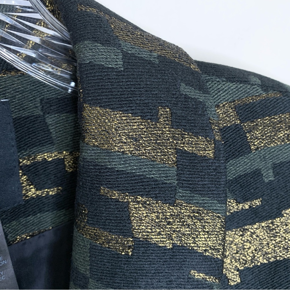 Smythe Anytime Blazer (Sz 6) Camo Jacquard Metallic Green Black Gold - Picture 8 of 16